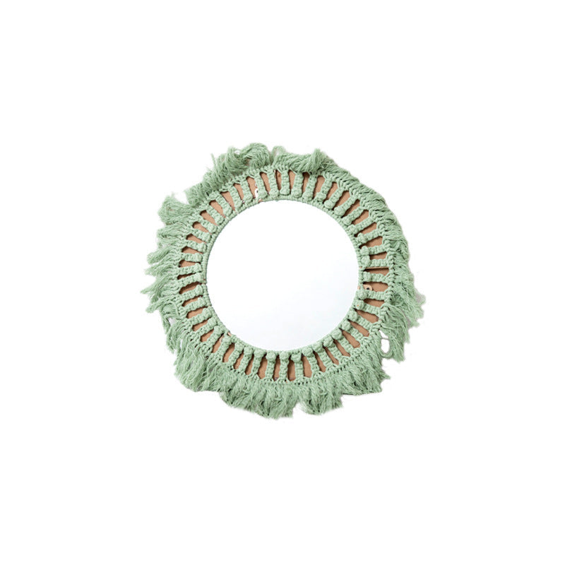 Decorative Macrame Wall Mirror Green | Kelmera