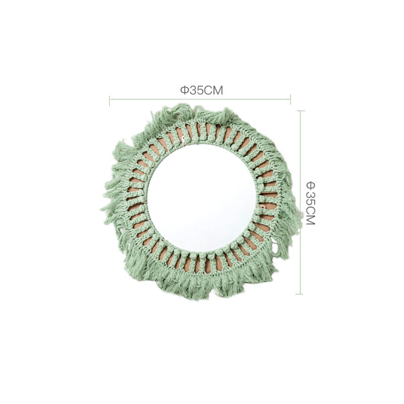 Decorative Macrame Wall Mirror Green | Kelmera