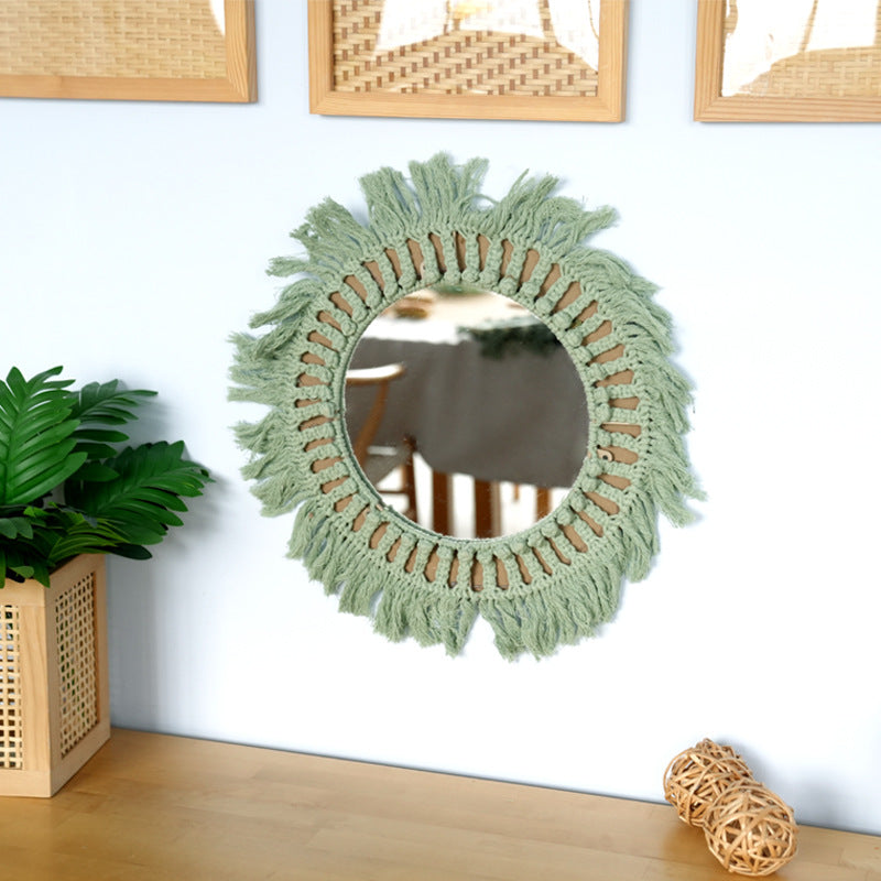 Decorative Macrame Wall Mirror Green | Kelmera