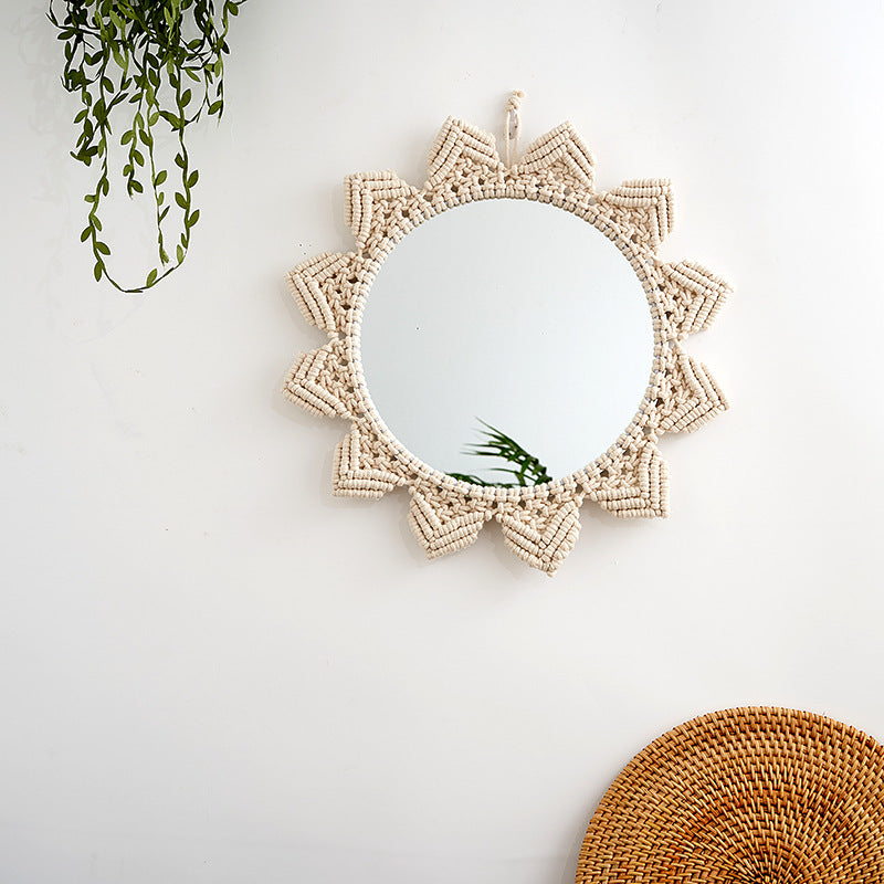 Decorative Macrame Wall Mirror with Floral Design | Kelmera