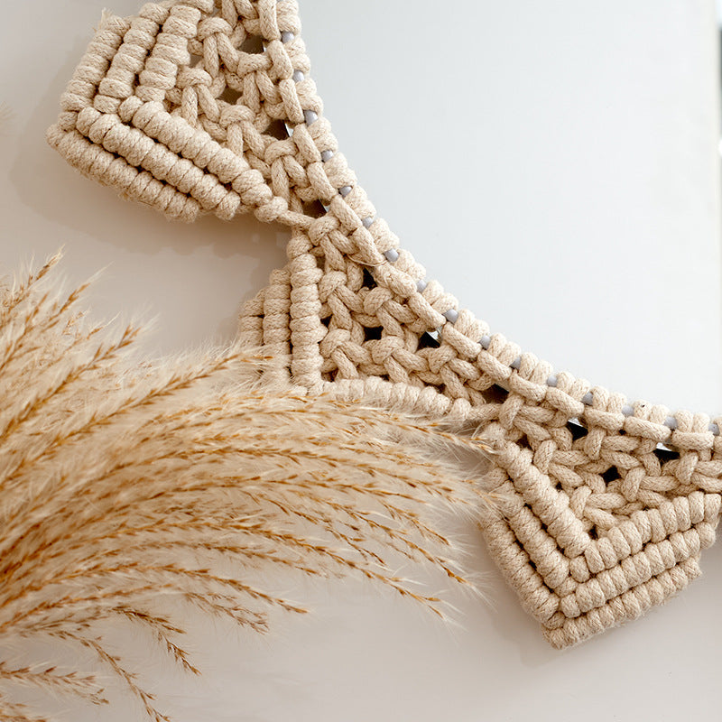 Decorative Macrame Wall Mirror with Floral Design | Kelmera