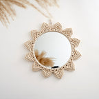 Decorative Macrame Wall Mirror with Floral Design | Kelmera