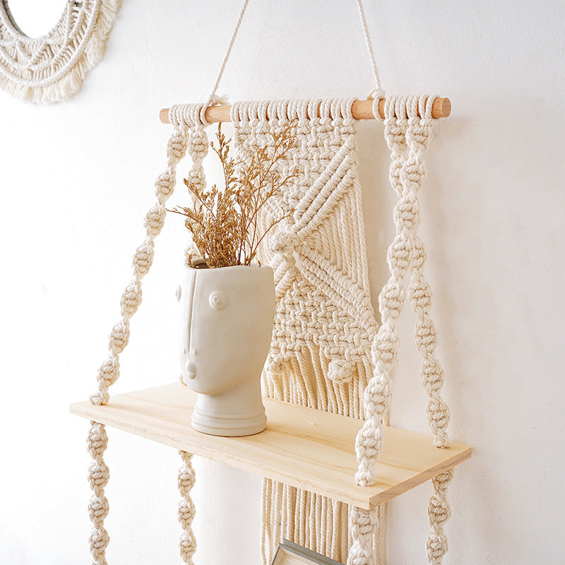Decorative Macrame Wall Shelf Purple Off White | Kelmera
