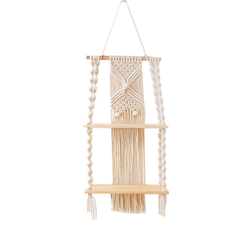 Decorative Macrame Wall Shelf Purple Off White | Kelmera