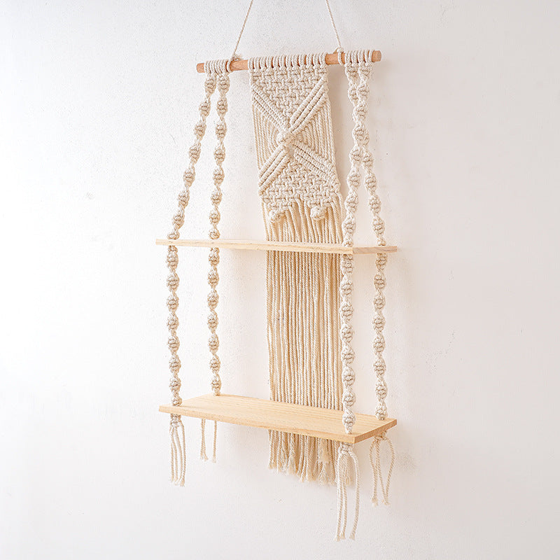 Decorative Macrame Wall Shelf Purple Off White | Kelmera