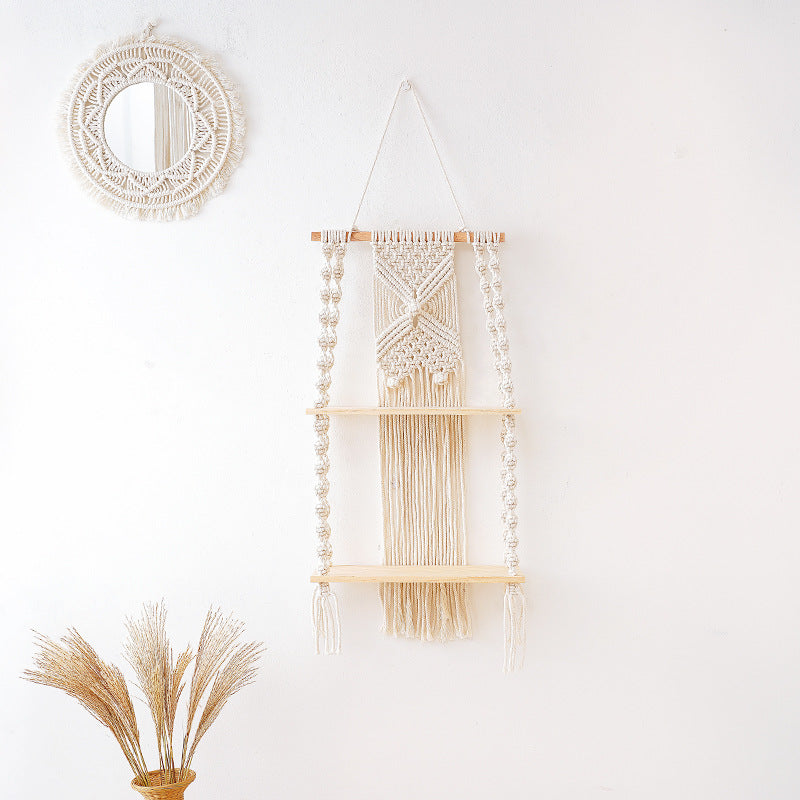 Decorative Macrame Wall Shelf Purple Off White | Kelmera