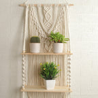 Decorative Macrame Wall Shelf with Dual Plant Holders | Kelmera