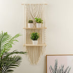 Decorative Macrame Wall Shelf with Dual Plant Holders | Kelmera