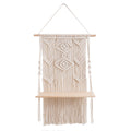Decorative Macrame Wall Shelf with Rustic Wooden Accent | Kelmera