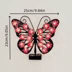 Decorative Metal Butterfly Wall Lamp with Solar-Powered Flower LED String | Kelmera