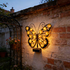 Decorative Metal Butterfly Wall Lamp with Solar-Powered Flower LED String | Kelmera