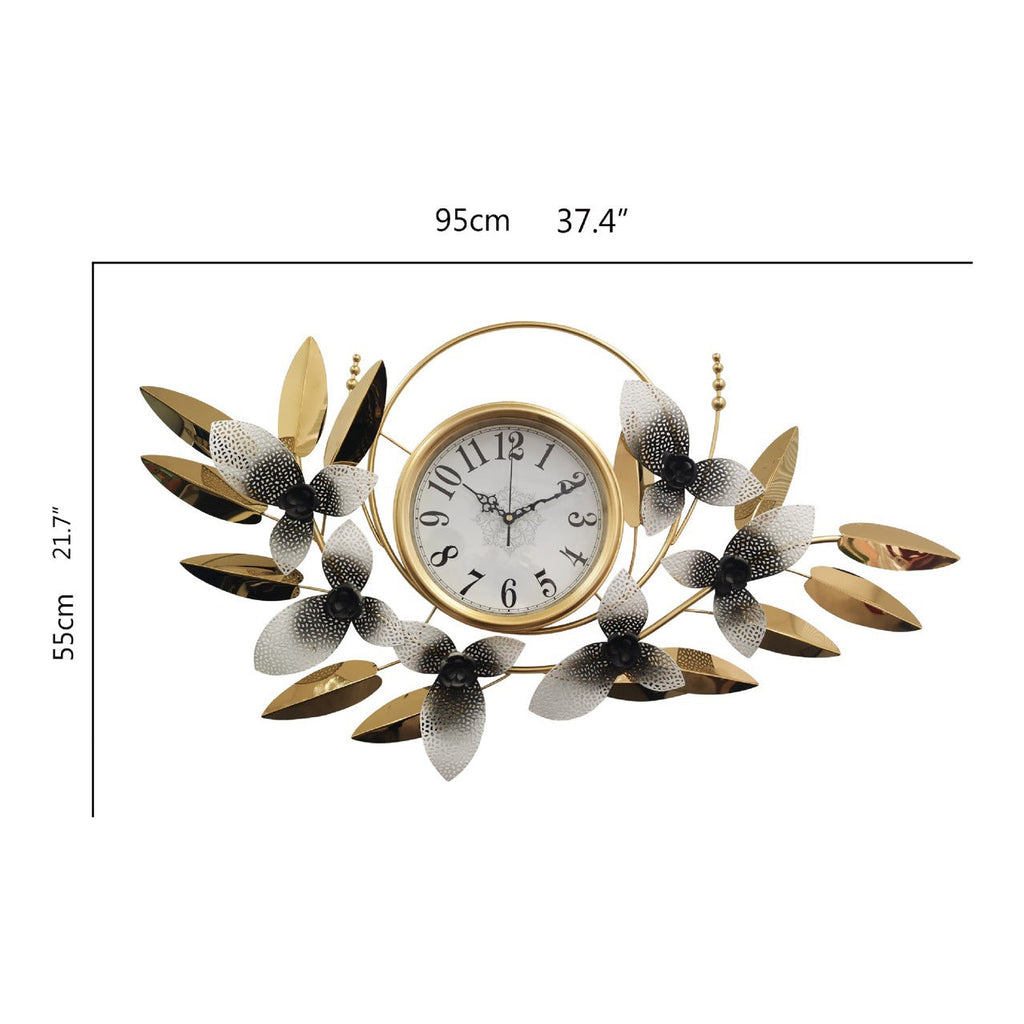 Decorative Metal Floral Wall Clock | Kelmera