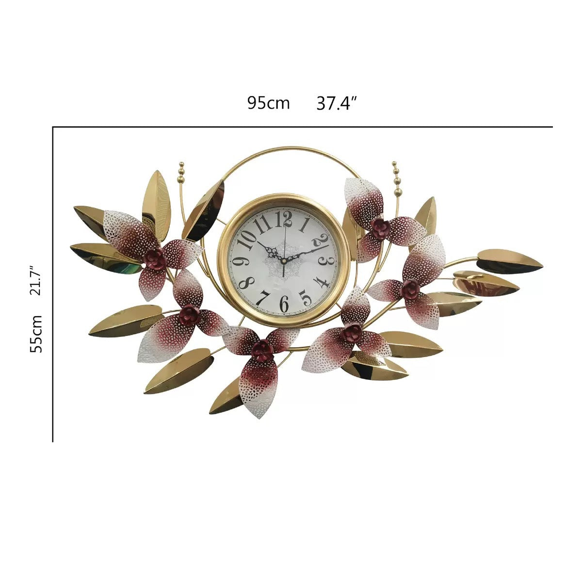 Decorative Metal Floral Wall Clock | Kelmera