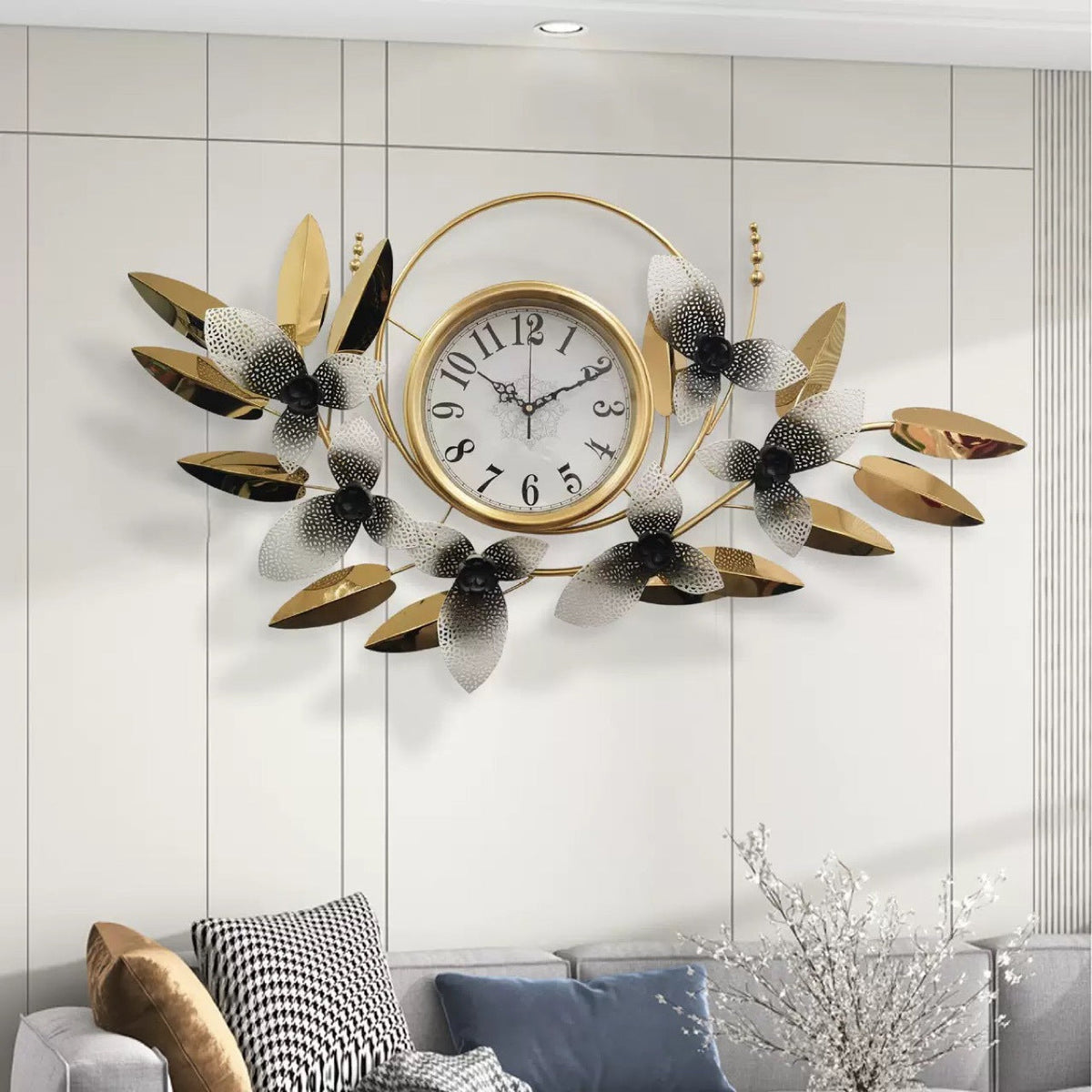 Decorative Metal Floral Wall Clock | Kelmera