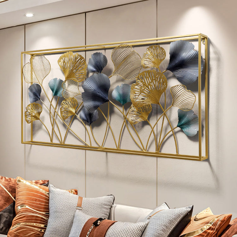 Decorative Metal Wall Art Sculpture with Ginkgo Leaf Design 47 × 2 × 24 Inch | Kelmera