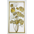 Decorative Metal Wall Art Sculpture with Ginkgo Leaf Design 47 × 2 × 24 Inch | Kelmera