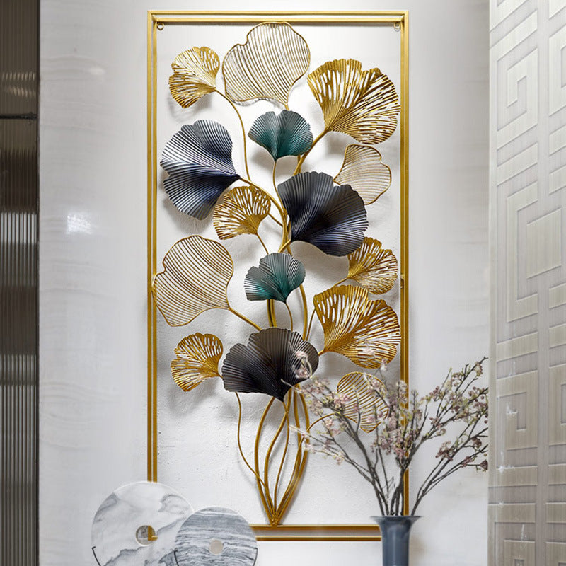 Decorative Metal Wall Art Sculpture with Ginkgo Leaf Design 47 × 2 × 24 Inch | Kelmera
