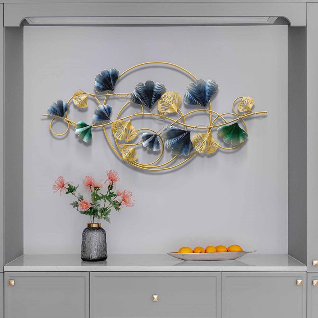 Decorative Metal Wall Art Sculpture with Ginkgo Leaf Design | Kelmera