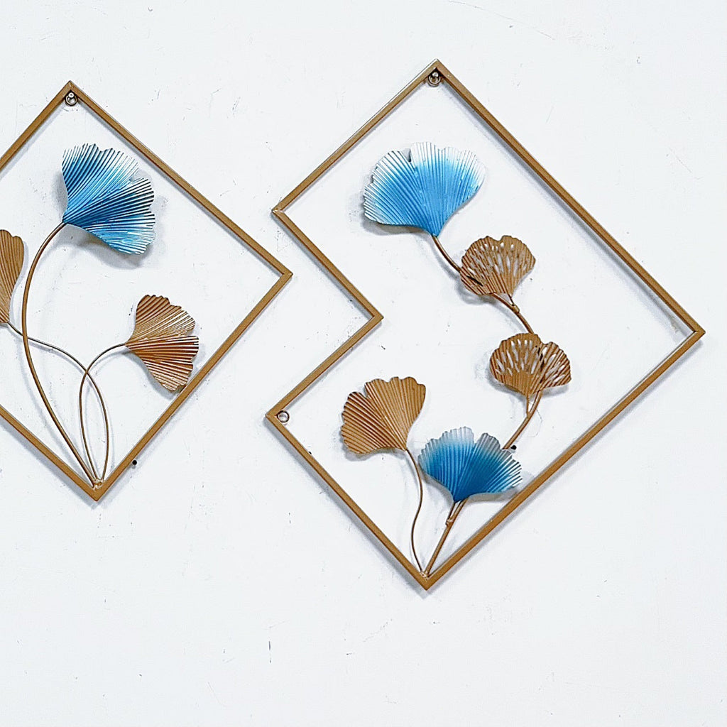 Decorative Metal Wall Art Set with Ginkgo Leaf and Floral Design | Kelmera