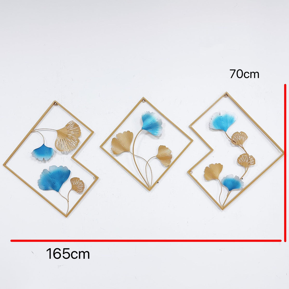 Decorative Metal Wall Art Set with Ginkgo Leaf and Floral Design | Kelmera