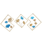 Decorative Metal Wall Art Set with Ginkgo Leaf and Floral Design | Kelmera