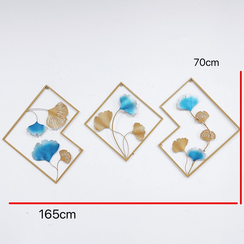 Decorative Metal Wall Art Set with Ginkgo Leaf and Floral Design | Kelmera