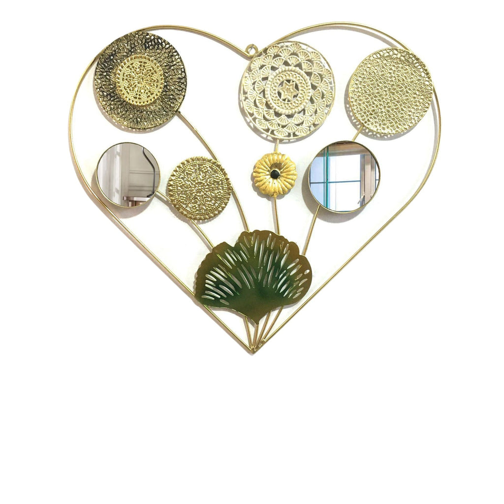 Decorative Metal Wall Art with Tropical Leaf and Mirror Design | Kelmera