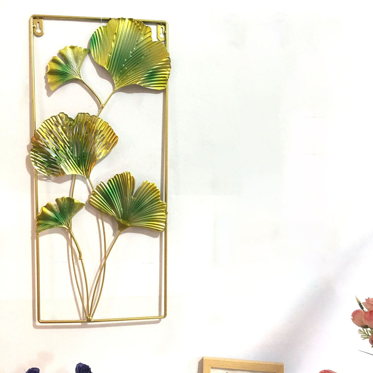 Decorative Metal Wall Art with Tropical Leaf and Mirror Design | Kelmera