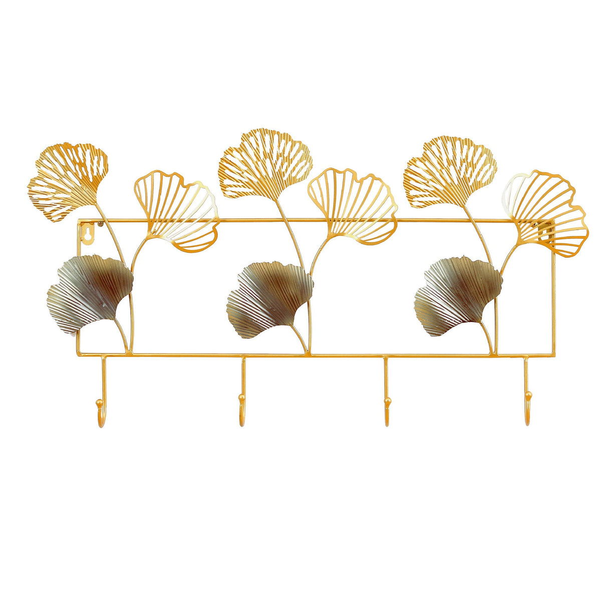 Decorative Metal Wall Hook Rack with Ginkgo Leaf Design | Kelmera
