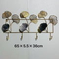 Decorative Metal Wall Hook Rack with Ginkgo Leaf Design | Kelmera