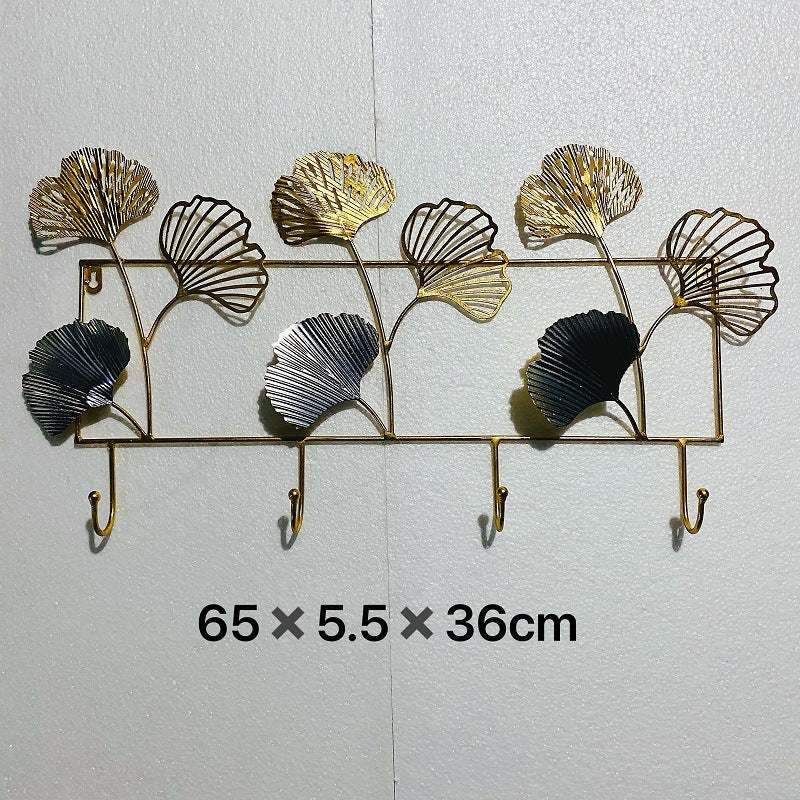 Decorative Metal Wall Hook Rack with Ginkgo Leaf Design | Kelmera