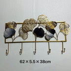 Decorative Metal Wall Hook Rack with Ginkgo Leaf Design | Kelmera