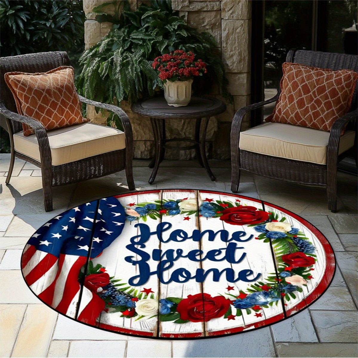 Decorative Patriotic Heart-Shaped Area Rug | Kelmera