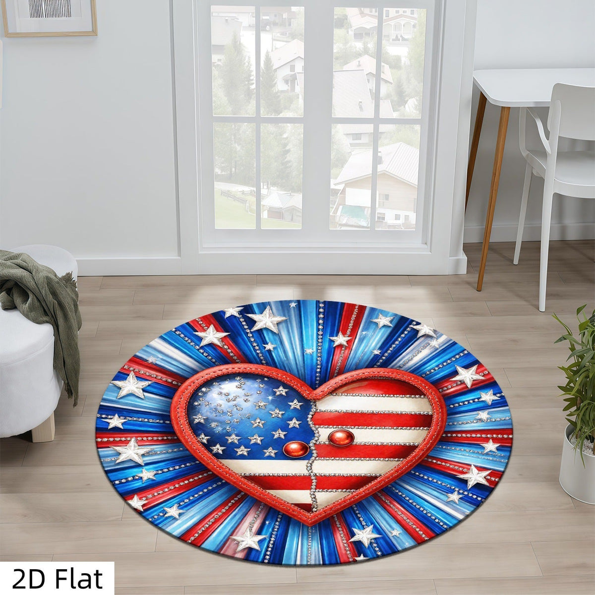 Decorative Patriotic Heart-Shaped Area Rug | Kelmera