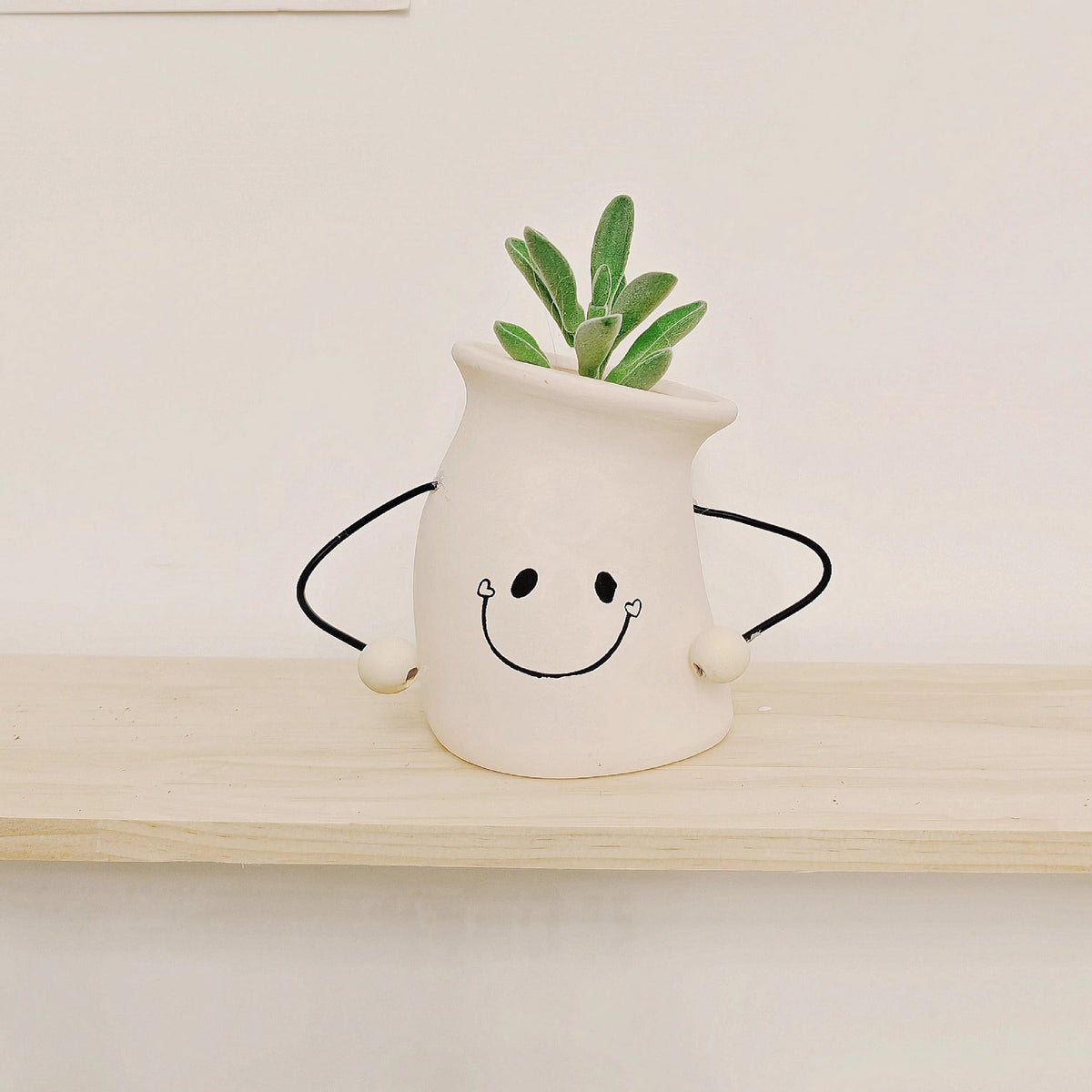 Decorative Plant Pot White Green | Kelmera