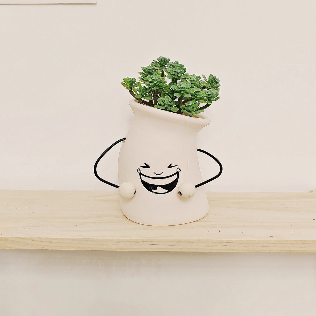 Decorative Plant Pot White Green | Kelmera