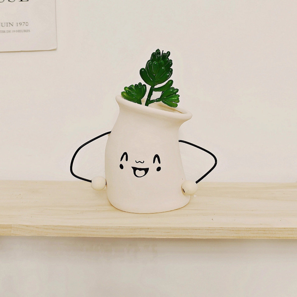 Decorative Plant Pot White Green | Kelmera