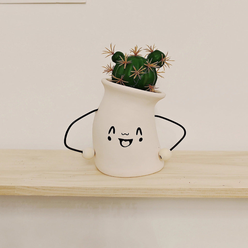 Decorative Plant Pot White Green | Kelmera
