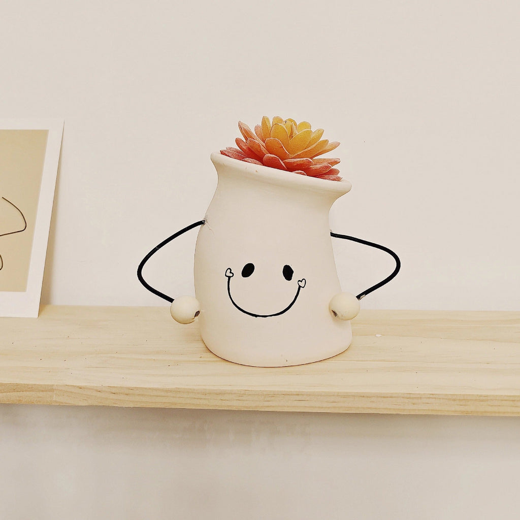 Decorative Plant Pot White Green | Kelmera