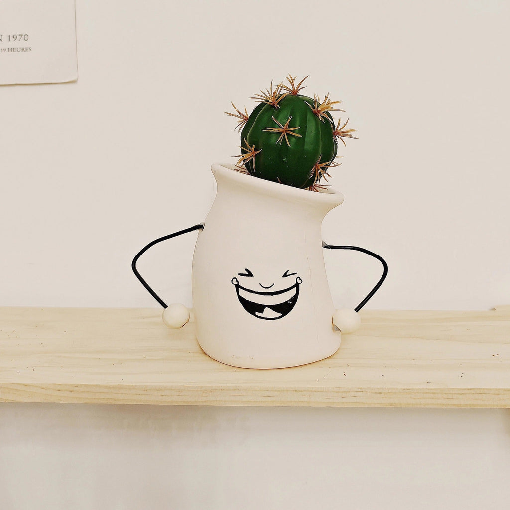 Decorative Plant Pot White Green | Kelmera