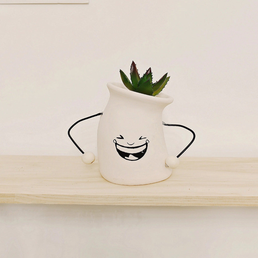 Decorative Plant Pot White Green | Kelmera