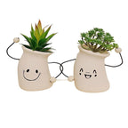 Decorative Plant Pot White Green | Kelmera