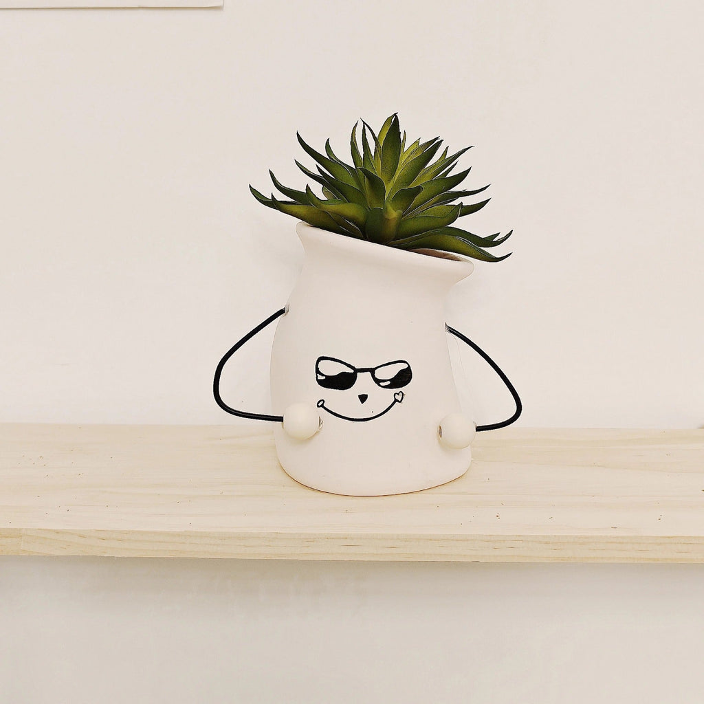 Decorative Plant Pot White Green | Kelmera