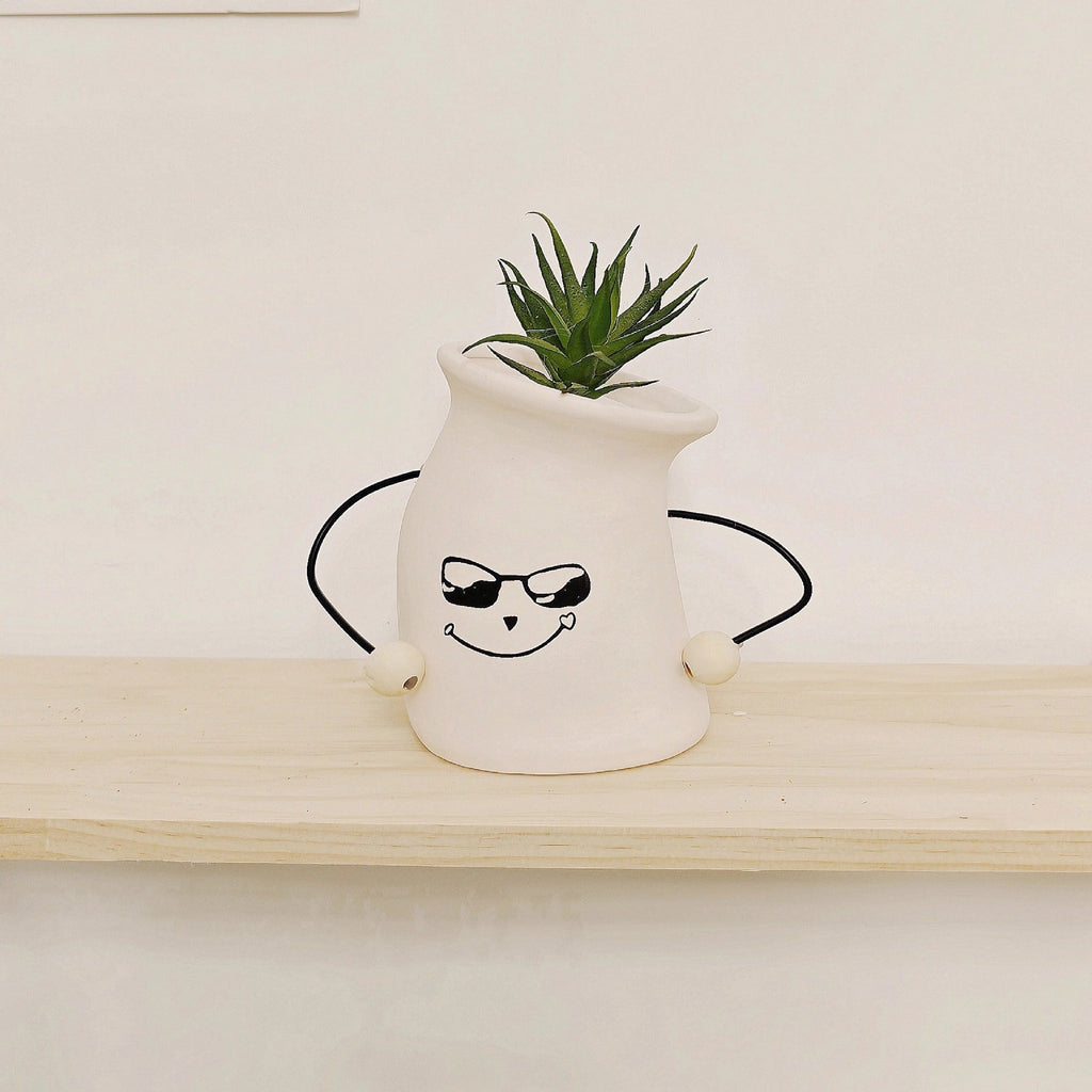 Decorative Plant Pot White Green | Kelmera