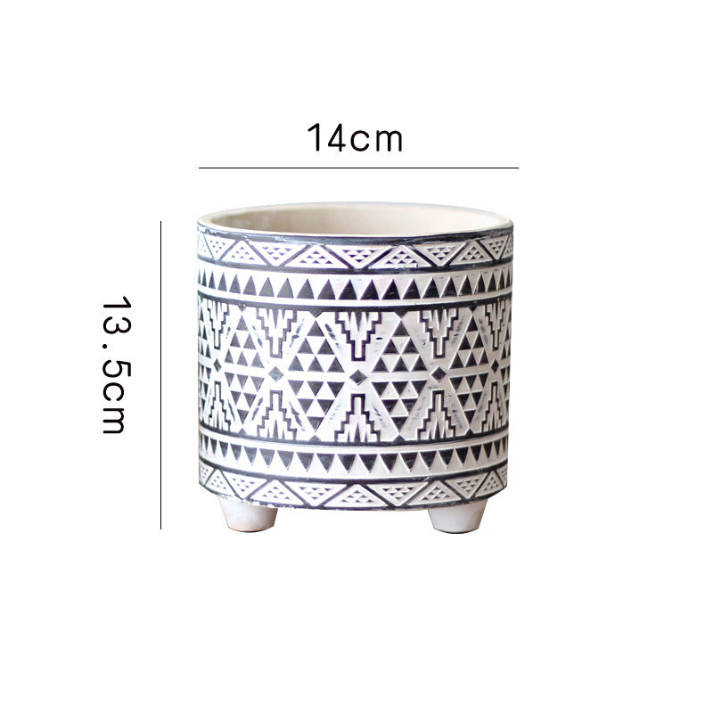 Decorative Plant Pot with Geometric Pattern | Kelmera