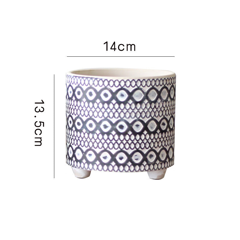 Decorative Plant Pot with Geometric Pattern | Kelmera
