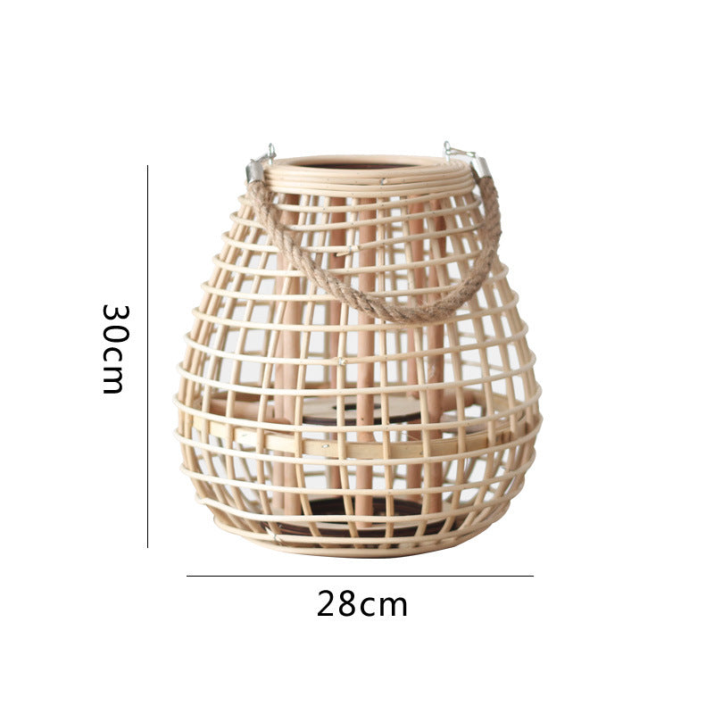 Decorative Rattan Lantern with Carry Handle | Kelmera