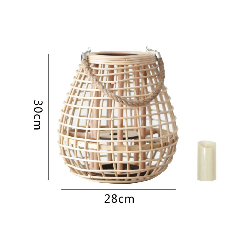 Decorative Rattan Lantern with Carry Handle | Kelmera