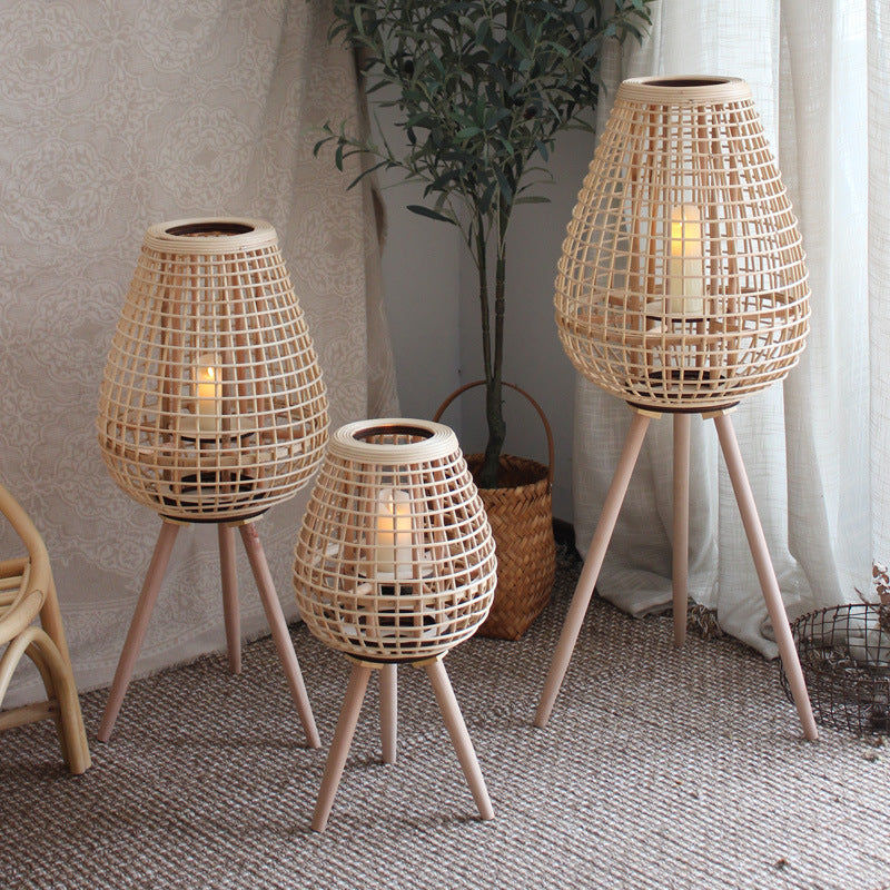 Decorative Rattan Lantern with Carry Handle | Kelmera