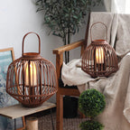 Decorative Rattan Lantern Woven Natural Fiber Glass | Kelmera